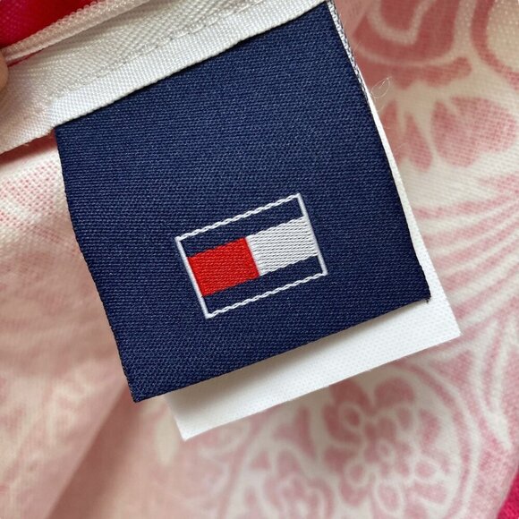 TOMMY HILFIGER Pink Euro Sham Bandana Print Boho Cotton Canvas Zip Cover Dorm - Picture 5 of 6